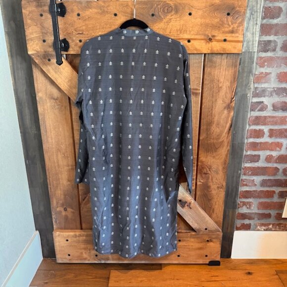 Men's Cotton Blend Grey Kurta Long Sleeve Size Medium 38 - Picture 5 of 8